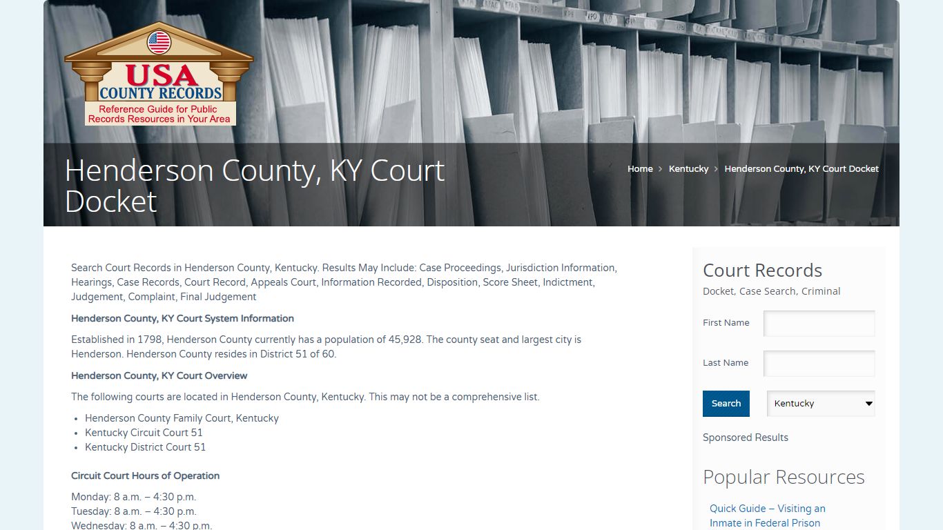 Henderson County, KY Court Docket | Name Search